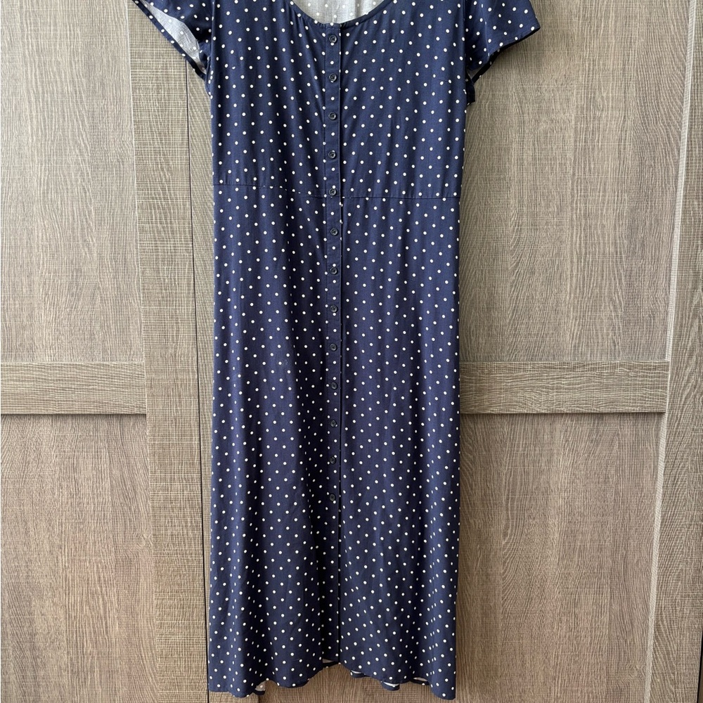 Old Navy Navy and White Polka Dot Midi Dress